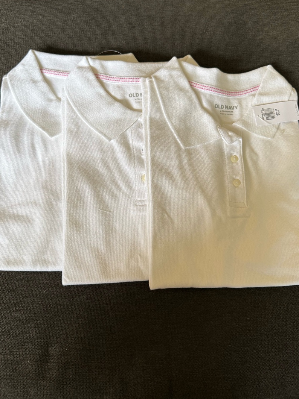 NWT Old Navy White Girls’ Polos x3 - Short Sleeve- school uniform- size L plus